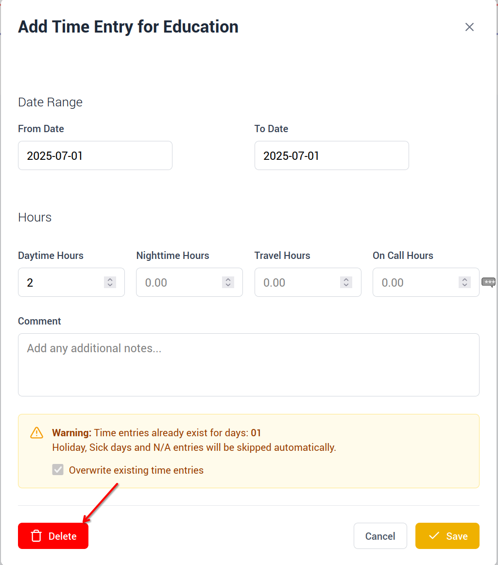 Remove hours